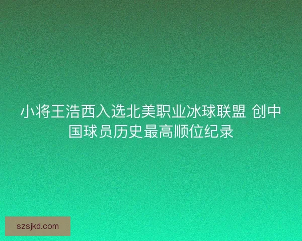 小将王浩西入选北美职业冰球联盟 创中国球员历史最高顺位纪录 小将王浩西入选北美职业冰球联盟 创中国球员历史最高顺位纪录