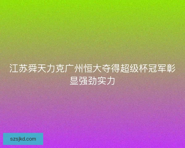 江苏舜天力克广州恒大夺得超级杯冠军彰显强劲实力 江苏舜天力克广州恒大夺得超级杯冠军彰显强劲实力
