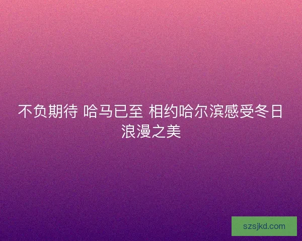 不负期待 哈马已至 相约哈尔滨感受冬日浪漫之美