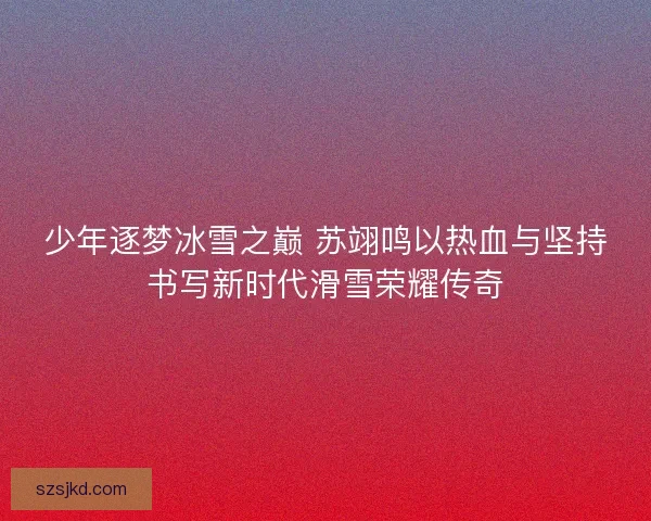少年逐梦冰雪之巅 苏翊鸣以热血与坚持书写新时代滑雪荣耀传奇 少年逐梦冰雪之巅 苏翊鸣以热血与坚持书写新时代滑雪荣耀传奇