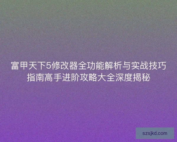 富甲天下5修改器全功能解析与实战技巧指南高手进阶攻略大全深度揭秘