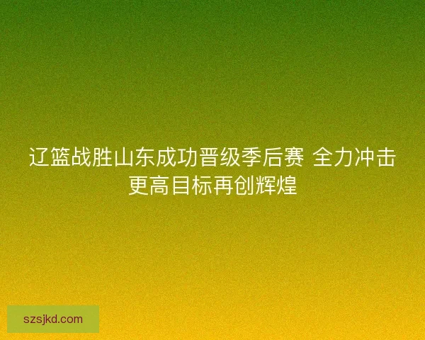 辽篮战胜山东成功晋级季后赛 全力冲击更高目标再创辉煌